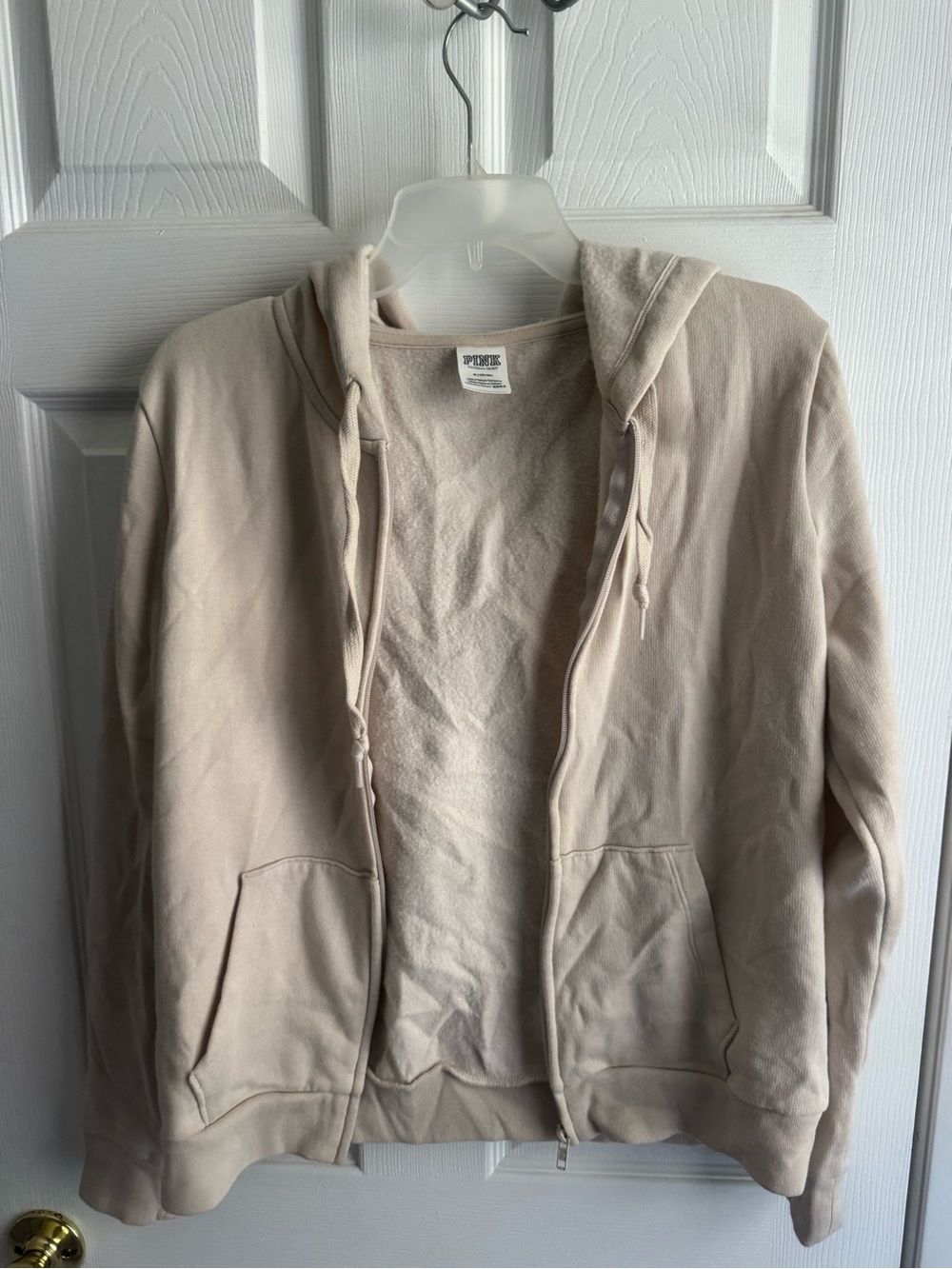 PINK Victoria's Secret Fleece-Lined Pullover in Light Taupe